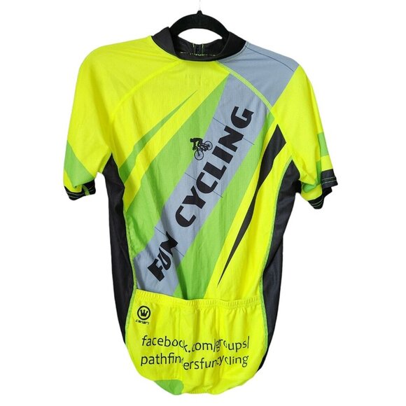 Canari Mens Size M‎ Short Sleeve 1/2 Zip Neon Green Cycling Jersey Pathfinders - Picture 10 of 14